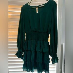 Green- Satin Dress- size Medium